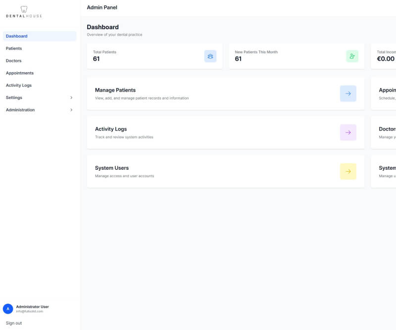 Dental House Management System screenshot
