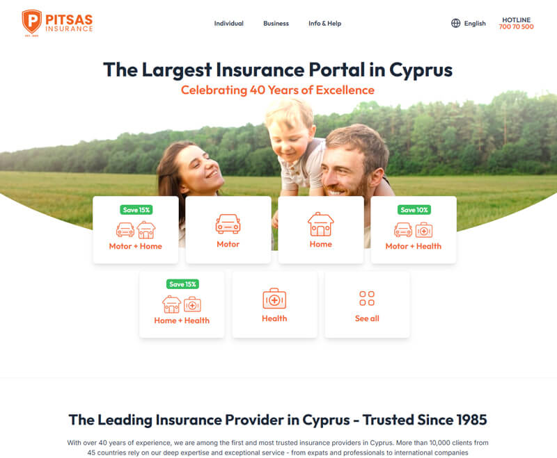 Pitsas Insurances: Website & Agency CRM Platform screenshot